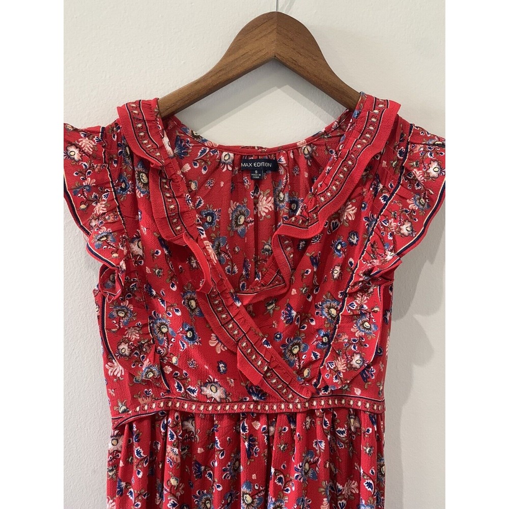 Max Edition Red Floral Maxi Dress Size S Womens EUC